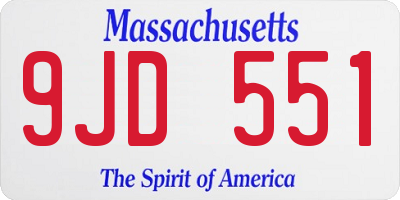 MA license plate 9JD551