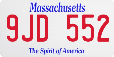 MA license plate 9JD552