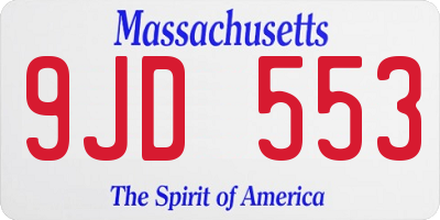 MA license plate 9JD553