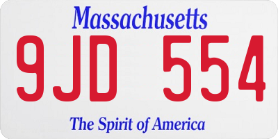 MA license plate 9JD554