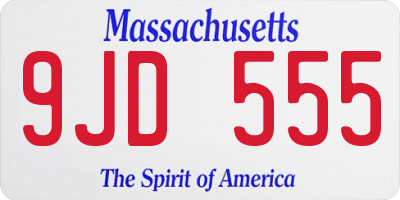 MA license plate 9JD555
