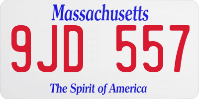 MA license plate 9JD557