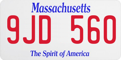 MA license plate 9JD560