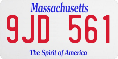 MA license plate 9JD561