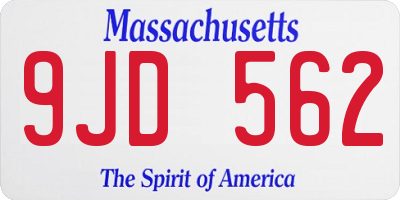 MA license plate 9JD562
