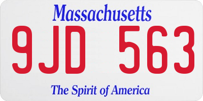 MA license plate 9JD563
