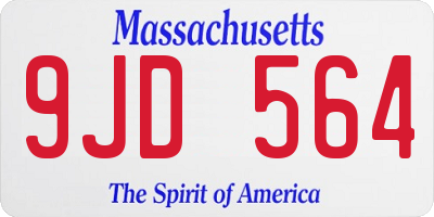 MA license plate 9JD564