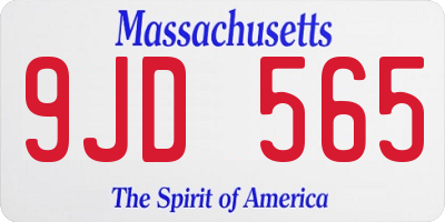 MA license plate 9JD565
