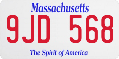 MA license plate 9JD568