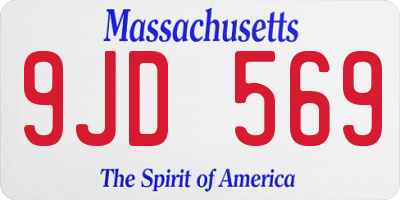 MA license plate 9JD569
