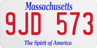 MA license plate 9JD573