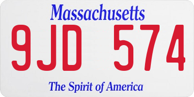 MA license plate 9JD574