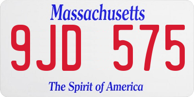 MA license plate 9JD575
