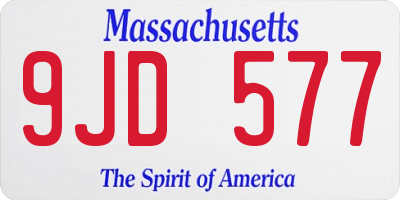 MA license plate 9JD577