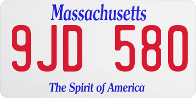 MA license plate 9JD580