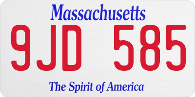 MA license plate 9JD585