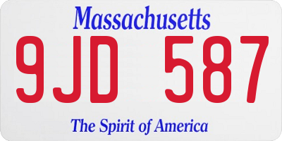 MA license plate 9JD587