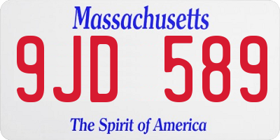 MA license plate 9JD589