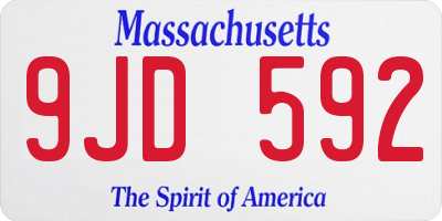 MA license plate 9JD592