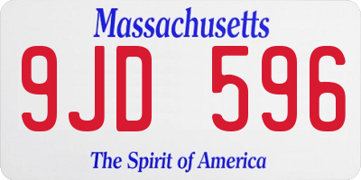 MA license plate 9JD596