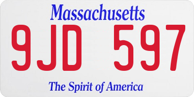 MA license plate 9JD597