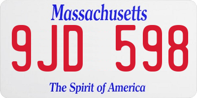 MA license plate 9JD598