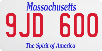 MA license plate 9JD600
