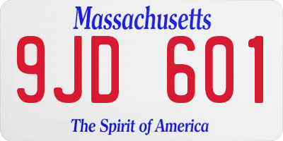 MA license plate 9JD601