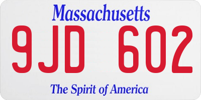 MA license plate 9JD602