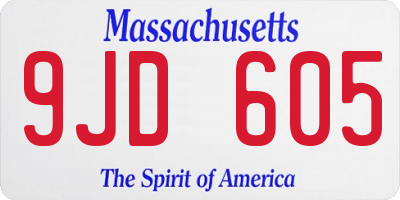 MA license plate 9JD605