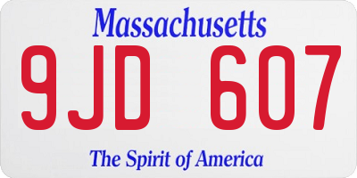 MA license plate 9JD607