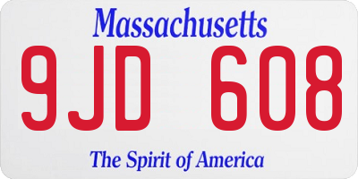 MA license plate 9JD608