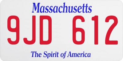 MA license plate 9JD612