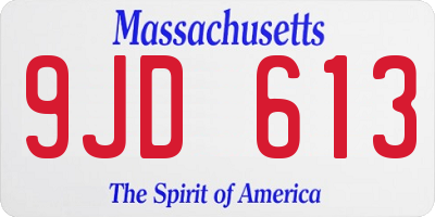 MA license plate 9JD613