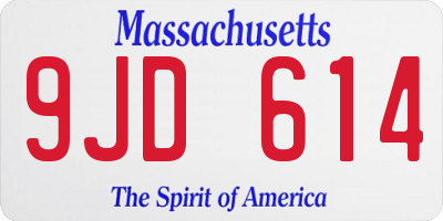 MA license plate 9JD614