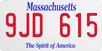 MA license plate 9JD615