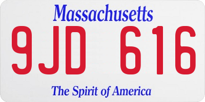 MA license plate 9JD616