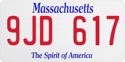MA license plate 9JD617