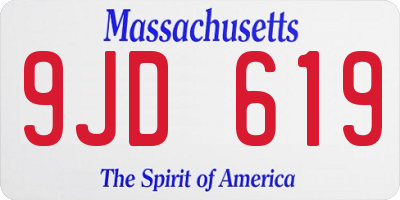 MA license plate 9JD619
