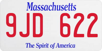 MA license plate 9JD622