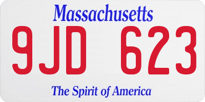 MA license plate 9JD623
