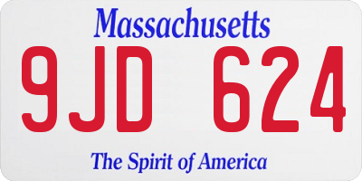 MA license plate 9JD624