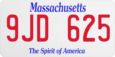 MA license plate 9JD625
