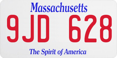 MA license plate 9JD628