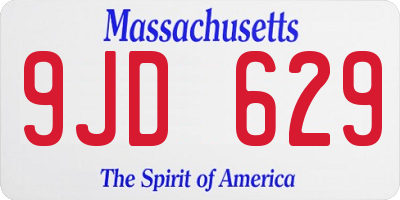 MA license plate 9JD629