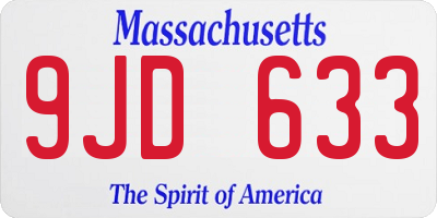 MA license plate 9JD633