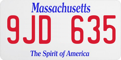 MA license plate 9JD635
