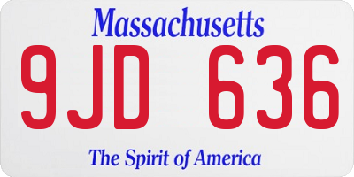 MA license plate 9JD636