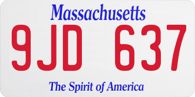 MA license plate 9JD637