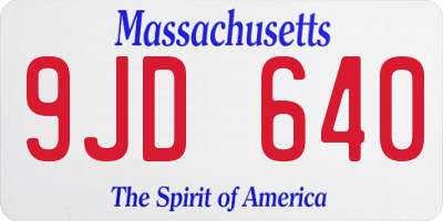 MA license plate 9JD640